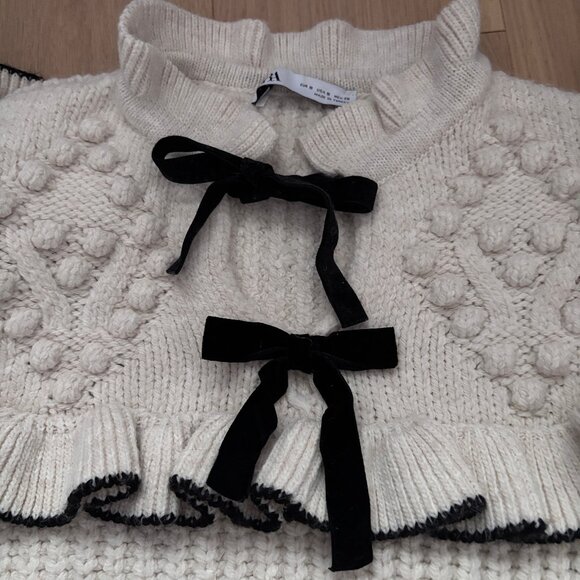 Zara Cozy Ruffle and Bows Sweater in Cream - Picture 8 of 11